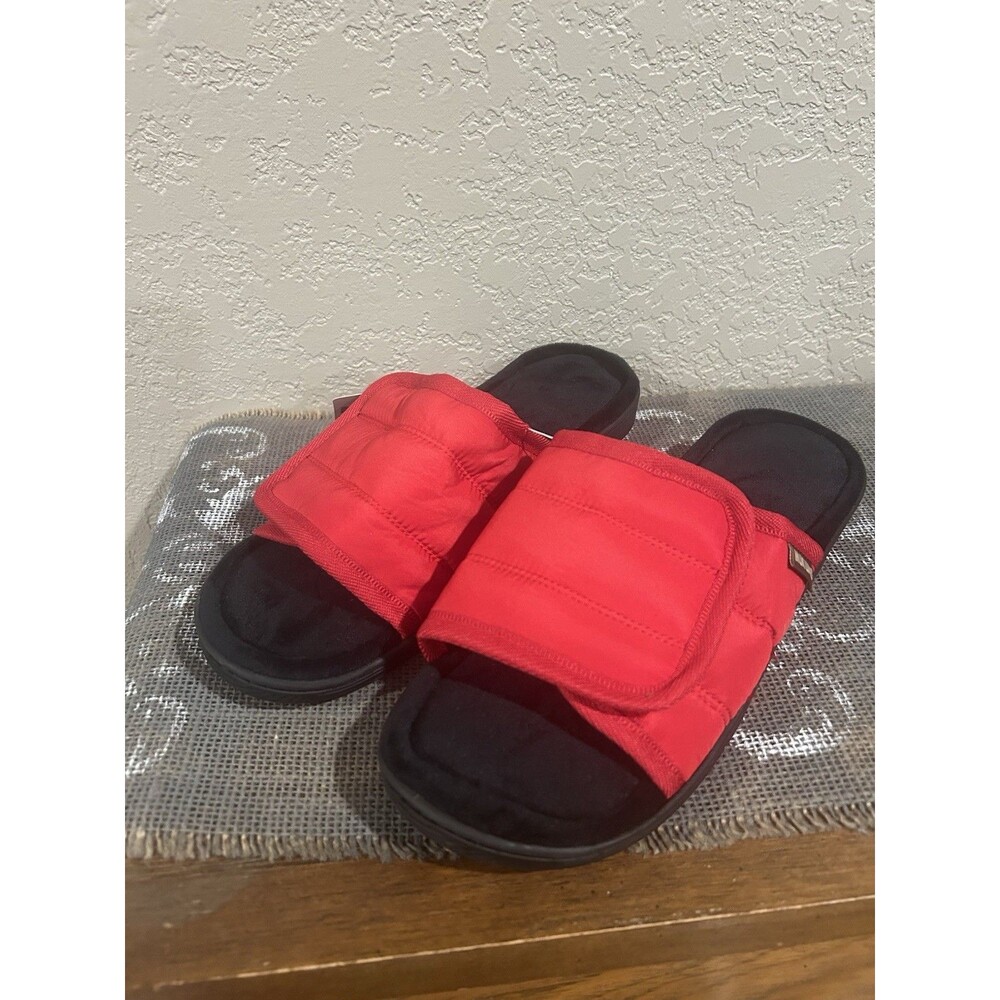 Mul Luk Men’s Slide Slipper Adjustable Medium Size 10-11 Red NWT